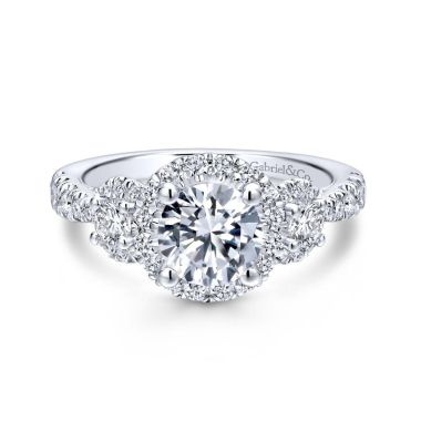 Gabriel & Co. 14k White Gold Entwined 3 Stone Diamond Engagement Ring