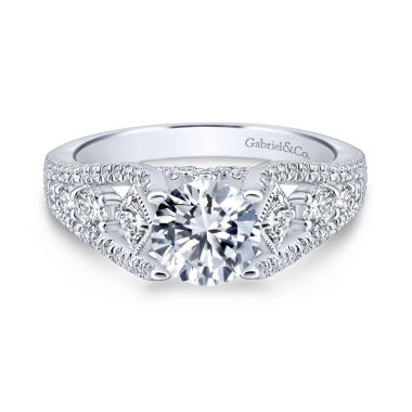 Gabriel & Co. 14k White Gold Entwined Straight Diamond Engagement Ring