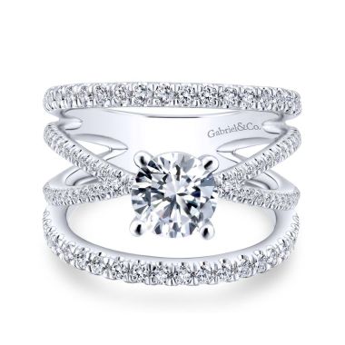 Gabriel & Co. 14k White Gold Nova Free Form Diamond Engagement Ring