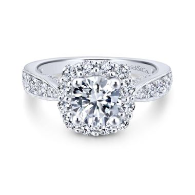 Gabriel & Co. 14k White Gold Entwined Halo Diamond Engagement Ring