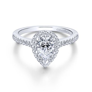 Gabriel & Co. 14k White Gold Contemporary Halo Diamond Engagement Ring