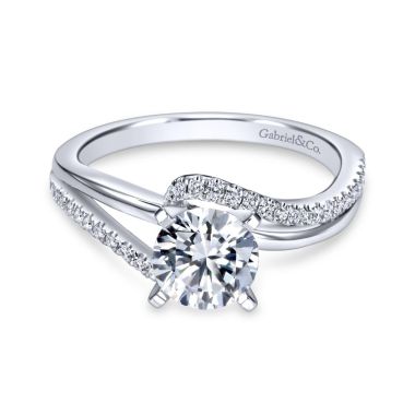 Gabriel & Co. 14k White Gold Contemporary Bypass Diamond Engagement Ring