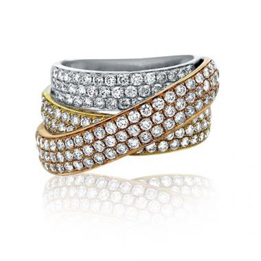 18K Tri-Tone White, Yellow, And Rose Gold Diamond Ring