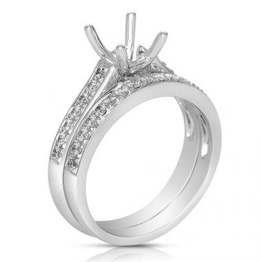 Fischer 14k White Gold Bead Set Semi-Mount Engagement Ring