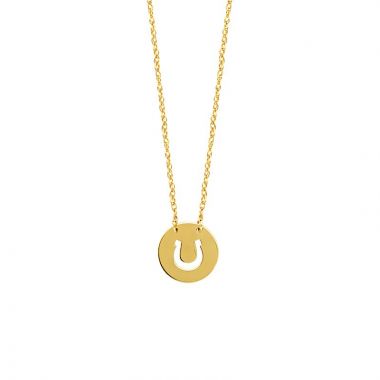 Midas 14k Yellow Gold Adjustable Horseshoe cut out disc necklace