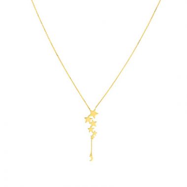 Midas 14k Yellow Gold Adjustable Celestial Linear Star Necklace