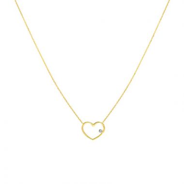 Midas 14k Yellow Gold Adjustable Open Heart and diamond necklace