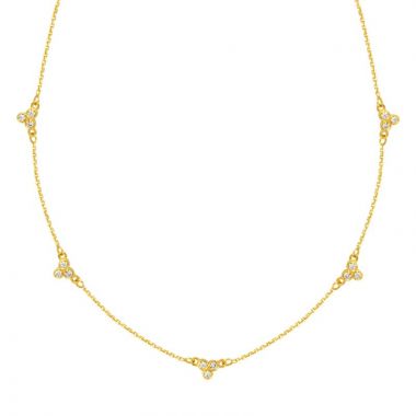 Midas 14k Yellow Gold Adjustable Five station Diamond Cluster Necklace