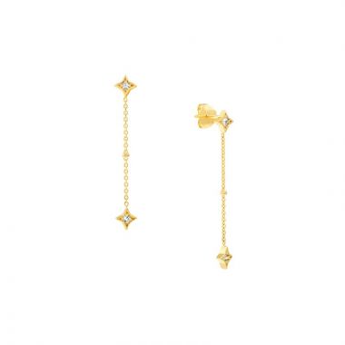 Midas 14k Yellow Gold Diamond Stars Dangle Earrings