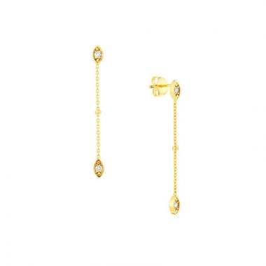 Midas 14k Yellow Gold Diamond Marquise Station Dangle Earrings