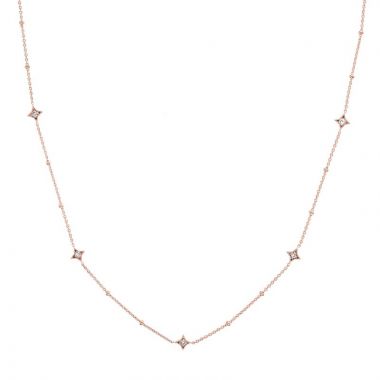 Midas 14k Adjustable Rose Gold Diamond Star Station Necklace