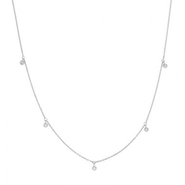 Midas 14k Adjustable White Gold Bezel Set Diamond Dangle Necklace