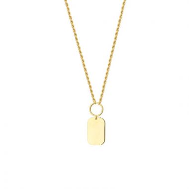 Midas 14k Yellow Gold Adjustable Open Circle and Dog Tag Necklace