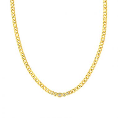 Midas 14k Yellow Gold Fancy Diamond Link Chain Adjustable Necklace