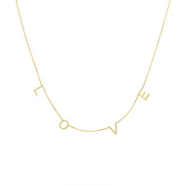 Midas 14k Yellow Gold Block Letters Love Adjustable Necklace