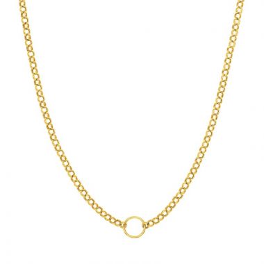 Midas 14k Yellow Gold Hollow Rolo Chain with Ring Necklace