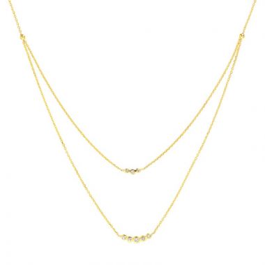 Midas 14k Yellow Gold Adjustable Fancy Double Diamond Layering Necklace