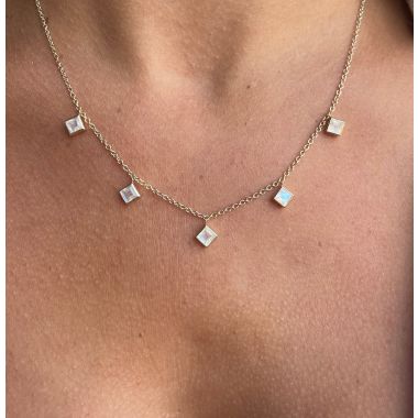 Lex Fine Jewelry Lex Five Moonstone Necklace 14k White Gold