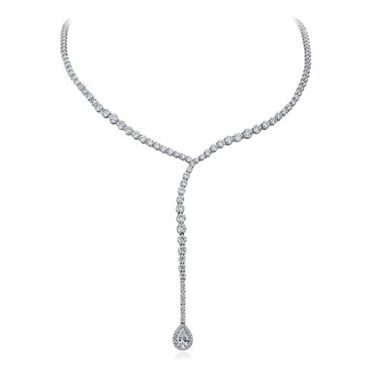 Gumuchian Cascade Riviera 18k White Gold Diamond Pear Drop Necklace