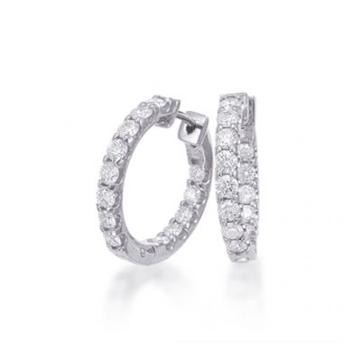 Mazza Fine Jewelry 14k White Gold Diamond Hoop Earrings