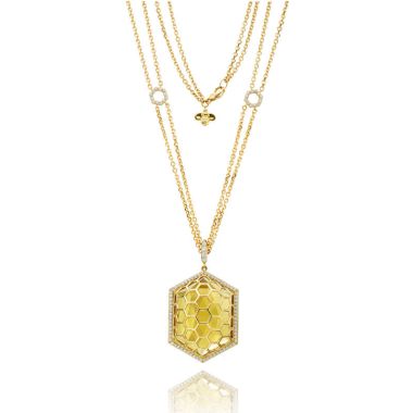 Gumuchian Honeybee "B" 18k Yellow Gold Diamond Pendant
