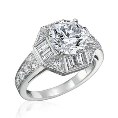 Gumuchian Bridal 18k White Gold Marina Diamond Halo Semi-Mount Engagement Ring