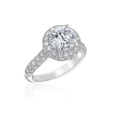 Gumuchian Bridal 18k White Gold Diamond Halo Semi-Mount Engagement Ring