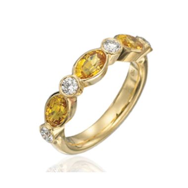 Gumuchian Marbella 18k Yellow Gold Diamond Sapphire Stackable Ring
