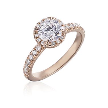 Gumuchian Bridal 18k Rose Gold Cinderella Diamond Halo Semi-Mount Engagement Ring
