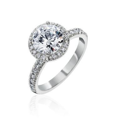 Gumuchian Bridal 18k White Gold Cinderella Diamond Halo Semi-Mount Engagement Ring