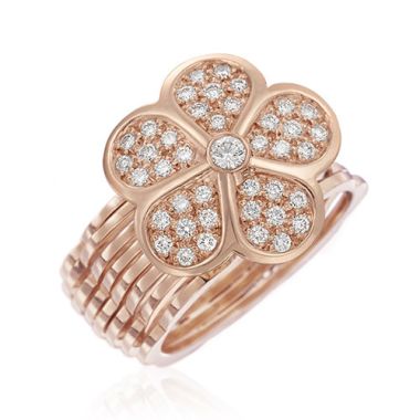 Gumuchian G. Boutique 18k Rose Gold Convertible Small Pave Diamond Daisy Ring