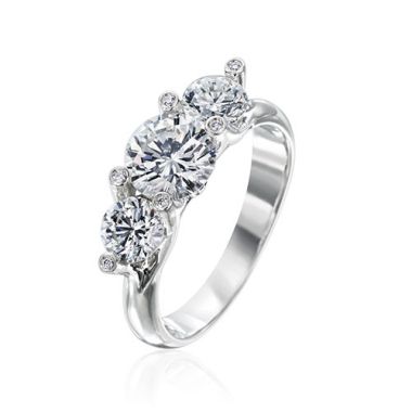 Gumuchian Twinset Platinum Three Stone Diamond Engagement Ring