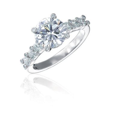 Gumuchian Twinset 18k White Gold Six Stone Diamond Semi-Mount Engagement Ring