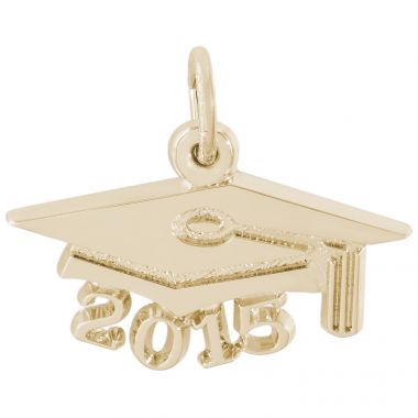 14k Gold Grad Cap 2015 Large Charm