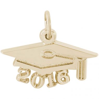 14k Gold Grad Cap 2016 Large Charm