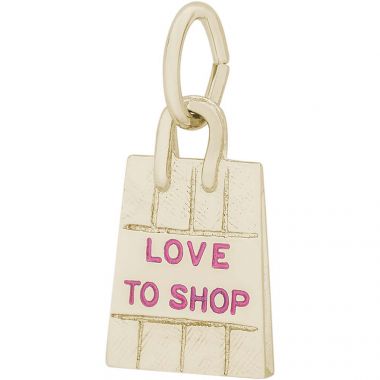 Rembrandt 14k Gold Shopping Bag - Pink Paint Charm