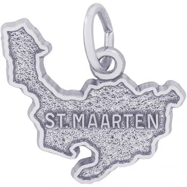 Rembrandt Sterling Silver St. Maarten Map w/ Border Charm