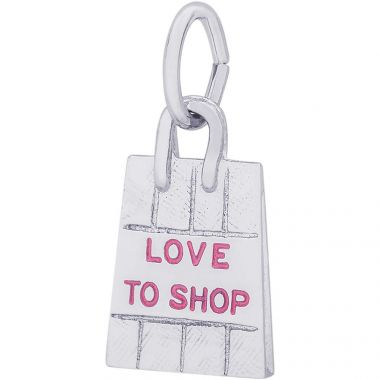Rembrandt Sterling Silver Shopping Bag - Pink Paint Charm