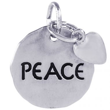 Rembrandt Sterling Silver Peace Tag W/Heart Charm