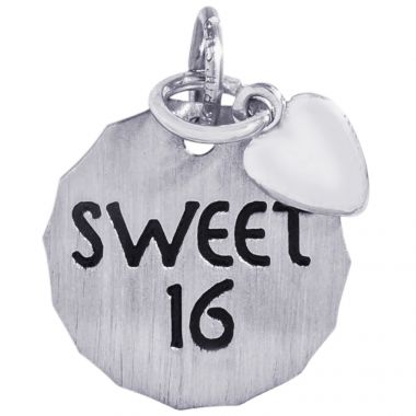 Rembrandt Sterling Silver Sweet 16 Tag W/Heart Charm